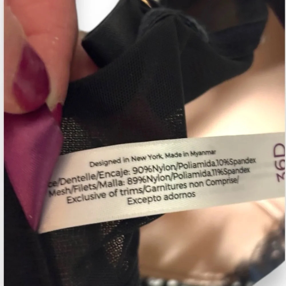 Adore Me NWOT Diara Contour Sexy Lace Black and Nude Underwire 36D Balconette - Picture 9 of 15
